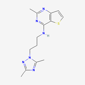molecular formula C14H18N6S B5668544 N-[3-(3,5-dimethyl-1H-1,2,4-triazol-1-yl)propyl]-2-methylthieno[3,2-d]pyrimidin-4-amine 