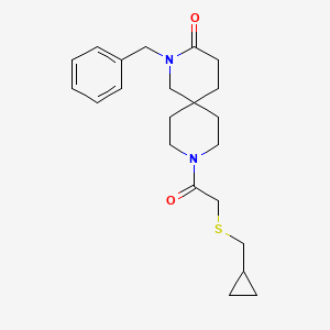 molecular formula C22H30N2O2S B5668615 2-benzyl-9-{[(cyclopropylmethyl)thio]acetyl}-2,9-diazaspiro[5.5]undecan-3-one 