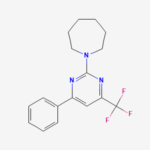molecular formula C17H18F3N3 B5668657 1-[4-phenyl-6-(trifluoromethyl)-2-pyrimidinyl]azepane 
