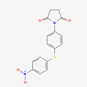 molecular formula C16H12N2O4S B5668659 1-{4-[(4-nitrophenyl)thio]phenyl}-2,5-pyrrolidinedione 