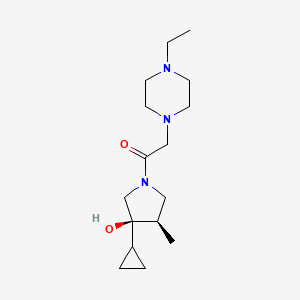 molecular formula C16H29N3O2 B5668669 (3R*,4R*)-3-cyclopropyl-1-[(4-ethyl-1-piperazinyl)acetyl]-4-methyl-3-pyrrolidinol 