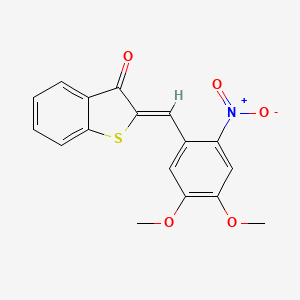 molecular formula C17H13NO5S B5668699 2-(4,5-dimethoxy-2-nitrobenzylidene)-1-benzothiophen-3(2H)-one 