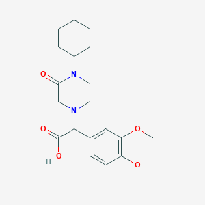 molecular formula C20H28N2O5 B5668702 (4-cyclohexyl-3-oxopiperazin-1-yl)(3,4-dimethoxyphenyl)acetic acid 