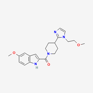 molecular formula C21H26N4O3 B5668709 5-methoxy-2-({4-[1-(2-methoxyethyl)-1H-imidazol-2-yl]piperidin-1-yl}carbonyl)-1H-indole 