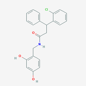 molecular formula C22H20ClNO3 B5668748 3-(2-chlorophenyl)-N-(2,4-dihydroxybenzyl)-3-phenylpropanamide 