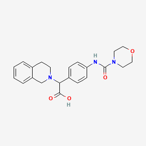 molecular formula C22H25N3O4 B5668783 3,4-dihydroisoquinolin-2(1H)-yl{4-[(morpholin-4-ylcarbonyl)amino]phenyl}acetic acid 