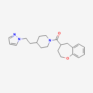 molecular formula C21H27N3O2 B5668784 4-[2-(1H-pyrazol-1-yl)ethyl]-1-(2,3,4,5-tetrahydro-1-benzoxepin-4-ylcarbonyl)piperidine 