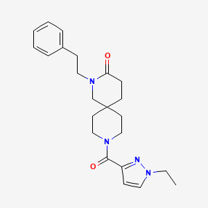 molecular formula C23H30N4O2 B5668798 9-[(1-ethyl-1H-pyrazol-3-yl)carbonyl]-2-(2-phenylethyl)-2,9-diazaspiro[5.5]undecan-3-one 
