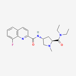 molecular formula C20H25FN4O2 B5668815 N-{(3R,5S)-5-[(diethylamino)carbonyl]-1-methylpyrrolidin-3-yl}-8-fluoroquinoline-2-carboxamide 