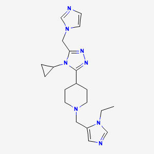 molecular formula C20H28N8 B5668830 4-[4-cyclopropyl-5-(1H-imidazol-1-ylmethyl)-4H-1,2,4-triazol-3-yl]-1-[(1-ethyl-1H-imidazol-5-yl)methyl]piperidine 