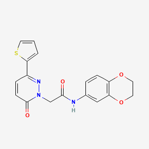molecular formula C18H15N3O4S B5668838 N-(2,3-dihydro-1,4-benzodioxin-6-yl)-2-[6-oxo-3-(2-thienyl)-1(6H)-pyridazinyl]acetamide 