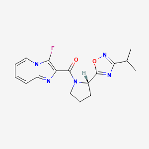 molecular formula C17H18FN5O2 B5668861 3-fluoro-2-{[(2S)-2-(3-isopropyl-1,2,4-oxadiazol-5-yl)-1-pyrrolidinyl]carbonyl}imidazo[1,2-a]pyridine 
