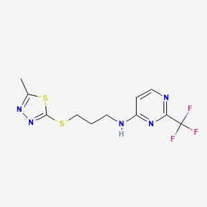molecular formula C11H12F3N5S2 B5668898 N-{3-[(5-methyl-1,3,4-thiadiazol-2-yl)thio]propyl}-2-(trifluoromethyl)pyrimidin-4-amine 