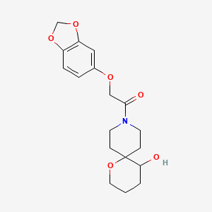 molecular formula C18H23NO6 B5668928 9-[(1,3-benzodioxol-5-yloxy)acetyl]-1-oxa-9-azaspiro[5.5]undecan-5-ol 