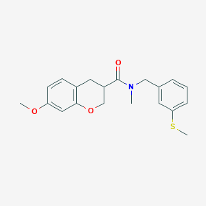 molecular formula C20H23NO3S B5668944 7-methoxy-N-methyl-N-[3-(methylthio)benzyl]chromane-3-carboxamide 