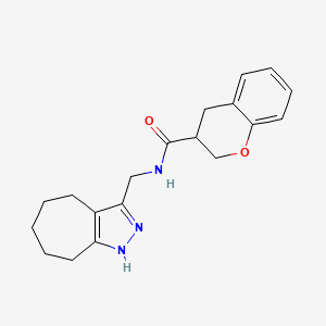 molecular formula C19H23N3O2 B5668958 N-(1,4,5,6,7,8-hexahydrocyclohepta[c]pyrazol-3-ylmethyl)chromane-3-carboxamide 