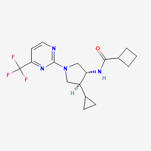 molecular formula C17H21F3N4O B5668990 N-{(3R*,4S*)-4-cyclopropyl-1-[4-(trifluoromethyl)-2-pyrimidinyl]-3-pyrrolidinyl}cyclobutanecarboxamide 