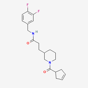molecular formula C21H26F2N2O2 B5669013 3-[1-(cyclopent-3-en-1-ylcarbonyl)piperidin-3-yl]-N-(3,4-difluorobenzyl)propanamide 