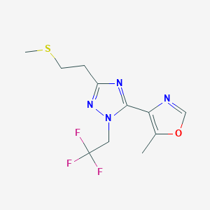 molecular formula C11H13F3N4OS B5669016 5-(5-methyl-1,3-oxazol-4-yl)-3-[2-(methylthio)ethyl]-1-(2,2,2-trifluoroethyl)-1H-1,2,4-triazole 