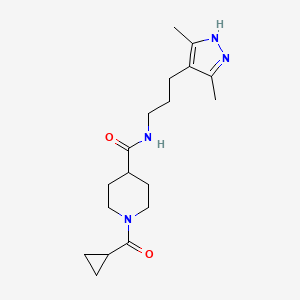 molecular formula C18H28N4O2 B5669024 1-(cyclopropylcarbonyl)-N-[3-(3,5-dimethyl-1H-pyrazol-4-yl)propyl]-4-piperidinecarboxamide 