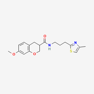 molecular formula C18H22N2O3S B5669039 7-methoxy-N-[3-(4-methyl-1,3-thiazol-2-yl)propyl]chromane-3-carboxamide 