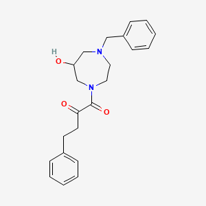 molecular formula C22H26N2O3 B5669045 1-(4-benzyl-6-hydroxy-1,4-diazepan-1-yl)-1-oxo-4-phenyl-2-butanone 