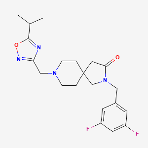 molecular formula C21H26F2N4O2 B5669155 2-(3,5-difluorobenzyl)-8-[(5-isopropyl-1,2,4-oxadiazol-3-yl)methyl]-2,8-diazaspiro[4.5]decan-3-one 
