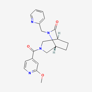 molecular formula C20H22N4O3 B5669162 (1S*,5R*)-3-(2-methoxyisonicotinoyl)-6-(pyridin-2-ylmethyl)-3,6-diazabicyclo[3.2.2]nonan-7-one 