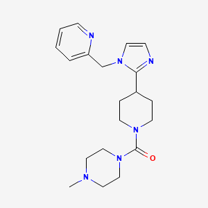 molecular formula C20H28N6O B5669176 1-methyl-4-({4-[1-(2-pyridinylmethyl)-1H-imidazol-2-yl]-1-piperidinyl}carbonyl)piperazine 
