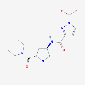 molecular formula C15H23F2N5O2 B5669235 (4R)-4-({[1-(difluoromethyl)-1H-pyrazol-3-yl]carbonyl}amino)-N,N-diethyl-1-methyl-L-prolinamide 