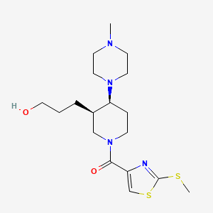 molecular formula C18H30N4O2S2 B5669244 3-((3R*,4S*)-4-(4-methylpiperazin-1-yl)-1-{[2-(methylthio)-1,3-thiazol-4-yl]carbonyl}piperidin-3-yl)propan-1-ol 
