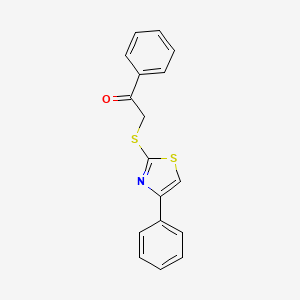 molecular formula C17H13NOS2 B5669250 1-phenyl-2-[(4-phenyl-1,3-thiazol-2-yl)thio]ethanone 