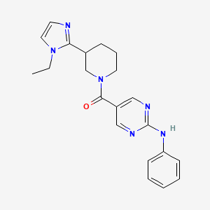 molecular formula C21H24N6O B5669263 5-{[3-(1-ethyl-1H-imidazol-2-yl)piperidin-1-yl]carbonyl}-N-phenylpyrimidin-2-amine 