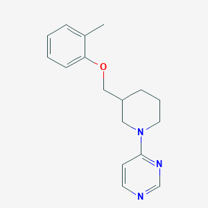molecular formula C17H21N3O B5669276 4-{3-[(2-methylphenoxy)methyl]piperidin-1-yl}pyrimidine 
