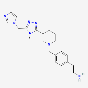 molecular formula C21H29N7 B5669325 {2-[4-({3-[5-(1H-imidazol-1-ylmethyl)-4-methyl-4H-1,2,4-triazol-3-yl]-1-piperidinyl}methyl)phenyl]ethyl}amine dihydrochloride 