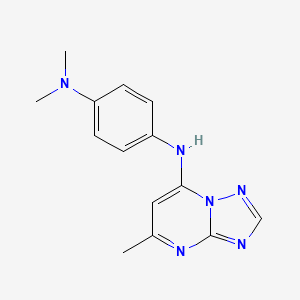 molecular formula C14H16N6 B5669362 N,N-dimethyl-N'-(5-methyl[1,2,4]triazolo[1,5-a]pyrimidin-7-yl)-1,4-benzenediamine 