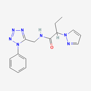 molecular formula C15H17N7O B5669368 N-[(1-phenyl-1H-tetrazol-5-yl)methyl]-2-(1H-pyrazol-1-yl)butanamide 