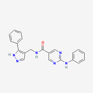 2-anilino-N-[(3-phenyl-1H-pyrazol-4-yl)methyl]-5-pyrimidinecarboxamide