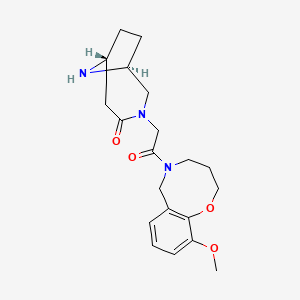 molecular formula C20H27N3O4 B5669415 rel-(1S,6R)-3-[2-(10-methoxy-3,4-dihydro-2H-1,5-benzoxazocin-5(6H)-yl)-2-oxoethyl]-3,9-diazabicyclo[4.2.1]nonan-4-one hydrochloride 