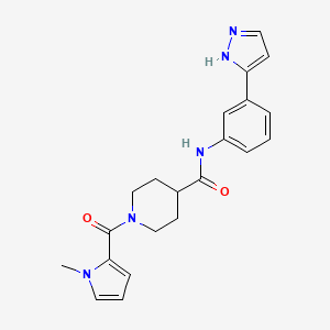 molecular formula C21H23N5O2 B5669439 1-[(1-methyl-1H-pyrrol-2-yl)carbonyl]-N-[3-(1H-pyrazol-5-yl)phenyl]piperidine-4-carboxamide 