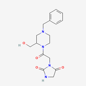 molecular formula C17H22N4O4 B5669464 3-{2-[4-benzyl-2-(hydroxymethyl)-1-piperazinyl]-2-oxoethyl}-2,4-imidazolidinedione 