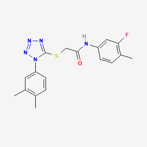 molecular formula C18H18FN5OS B5669577 2-{[1-(3,4-dimethylphenyl)-1H-tetrazol-5-yl]thio}-N-(3-fluoro-4-methylphenyl)acetamide 