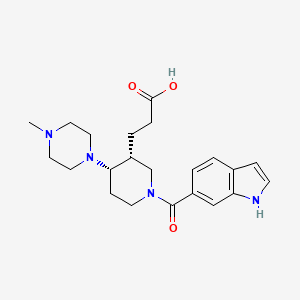 molecular formula C22H30N4O3 B5669597 3-[(3R*,4S*)-1-(1H-indol-6-ylcarbonyl)-4-(4-methylpiperazin-1-yl)piperidin-3-yl]propanoic acid 