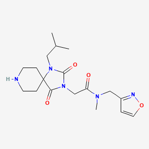 molecular formula C18H27N5O4 B5669612 2-(1-isobutyl-2,4-dioxo-1,3,8-triazaspiro[4.5]dec-3-yl)-N-(3-isoxazolylmethyl)-N-methylacetamide hydrochloride 