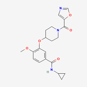 molecular formula C20H23N3O5 B5669631 N-cyclopropyl-4-methoxy-3-{[1-(1,3-oxazol-5-ylcarbonyl)piperidin-4-yl]oxy}benzamide 