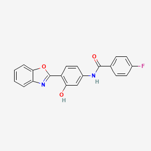 molecular formula C20H13FN2O3 B5669633 N-[4-(1,3-benzoxazol-2-yl)-3-hydroxyphenyl]-4-fluorobenzamide 