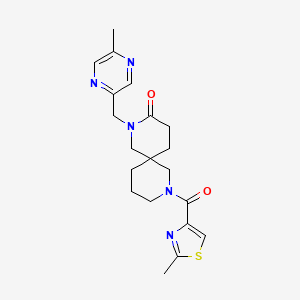 molecular formula C20H25N5O2S B5669657 2-[(5-methylpyrazin-2-yl)methyl]-8-[(2-methyl-1,3-thiazol-4-yl)carbonyl]-2,8-diazaspiro[5.5]undecan-3-one 