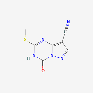 molecular formula C7H5N5OS B566966 4-羟基-2-(甲硫基)吡唑并[1,5-a][1,3,5]三嗪-8-碳腈 CAS No. 1273577-70-0