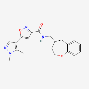 molecular formula C20H22N4O3 B5669670 5-(1,5-dimethyl-1H-pyrazol-4-yl)-N-(2,3,4,5-tetrahydro-1-benzoxepin-4-ylmethyl)isoxazole-3-carboxamide 