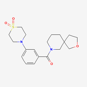 molecular formula C19H26N2O4S B5669677 7-[3-(1,1-dioxidothiomorpholin-4-yl)benzoyl]-2-oxa-7-azaspiro[4.5]decane 